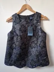 Oasis Nottingham Trent University Floral Sparkly Structured Blouse Top Size 10