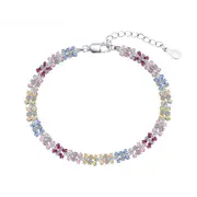 ANYCO Bracelet Jewelry S925 Sterling Silver 18cm Rainbow Bracelet Colorful Baguette Diamond Tennis Bracelets Women