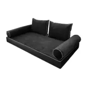 V1 Velvet Daybed Mattress Pillow Cover Complete Set Contrast Pipe Full AD350