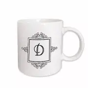 3dRose Initial letter D personal monogrammed fancy black and white typography el