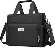 MOSISO Insulated Lunch Bag for Women Men, Cooler Bag for Work/Picnic/Hiking, Portable Lunch Box with Front Pocket & Adjustable Shoulder Strap, Black