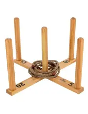 [Jenjo] Mega Quoits Wooden Rope Ring Toss Outdoor Game Set 100cm Wide Including 4 Rings