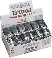 KARAKAL KJ 680K Grip, Compatible with All Racquet Sports, PU Super Grip Tribal 12, Black, Set of 12, Black