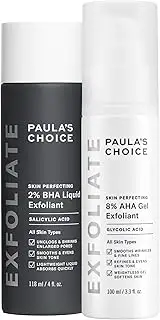 Paula's Choice-SKIN PERFECTING 8% AHA Gel Exfoliant & 2% BHA Liquid Duo-Facial Exfoliants for Blackheads Enlarged Pores Wrinkles and Fine Lines Face Exfoliators w/Glycolic Acid Salicylic Acid
