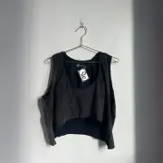 One Teaspoon Women's Double Layered Crop Tank in Grunge Black Size US 10 NEW