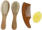 SWOOMEY 1 Set Bathing Brush Shower Brush Kit with Soft Wool Bristles Ergonomic Beech Handle for Newborn Scalp Care and Bath Hygiene