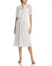 T Tahari Eyelet Midi Dress