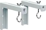 1 Set of Projector Screen Universal Bracket, Wall Mounted Metal L-Bracket Installation Set for Projection Screen, with Hooks White