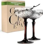 Cocktail Glasses with Stem - Crystal Glassware for Bar, Frozen Margaritas, Martini, Mixing Cocktails, Gin and Tonic glasses, Margarita Glasses - Best Gift Idea - Set of 2-8oz