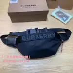 二手精品【BURBERRY博柏利】 SONNY 黑色 LOGO 素面 尼龍 腰包 胸口包 8025668