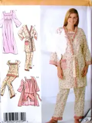 Simplicity Womens Misses Sewing Pattern Pajama Robe Nightgown size XS S M
