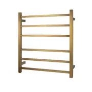 AQUAPERLA 6-Bar Heated Towel Rail - Square Bars - PVD Brushed Yellow Gold (W620mm x H674mm)
