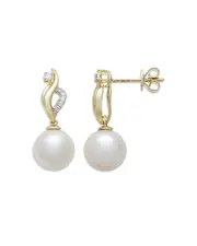 Bloomingdale's Fine Collection Cultured Freshwater Pearl & Diamond Swirl Drop Earrings in 14K Yellow Gold