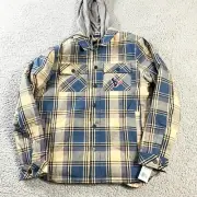 G III Houston Texans Shacket Mens Large Plaid Quilted Lined Hood Pockets Logo