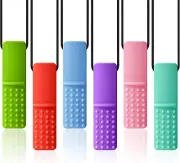 Chewy Necklaces for Sensory Kids, 6 Packs Silicone Pendant Oral Motor Aids Teeth