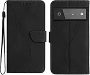 Compatible with Google Pixel 6 Pro 5G Case,Compatible with Google Pixel 6 Pro 5G Kickstand Flip Card Slot Magnetic Closure Phone Cover Black