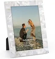 5x7 Picture Frame Vintage Mother of Pearl Mosaic Seashell Frame, Folk Craft White Frame 7x5, Perfect for Table or Wall Hanging Display