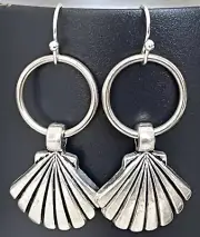 Beautiful Silver Sea Shell Dangle Earrings. Beach. Ocean. Coast.