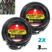 2PCS Heavy Duty Security Cable Steel PVC Coated Secure 3m Handy Hardware® NEW