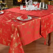 Large Stag 54" x 72" Oblong Luxury Jacquard Tablecloth 137cm x 183cm Red Gold