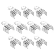 100Pcs 4x6.5mm Fold Over Cord Ends, Cord Tips Leather Rope End Caps Silver White