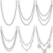 [NEWITIN] 6 Pieces Pants Chain Punk Jean Chains Silver Pocket Chain Wallet Chain Goth Multi Layer Chains Metal Belt Chain Waist Chain Key Chain Goth Accessories for Women Men, Adjustable, Stainless