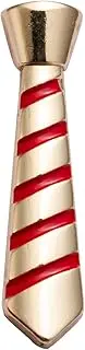 [Knighthood] Men's Metalic Gold Tie With Red Stripes Lapel Pin Badge Coat Suit Wedding Gift Party Shirt Collar Accessories Brooch Gold & Red (Gold & Red) (KHL3-GLD-TIE-RED)