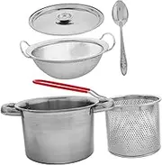 ZUNOXAZ Compact Deep Fryer Pot Stainless Steel Basket Double Handle Design Draining Heat Retaining Lid Versatile Cooking Tool