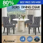 ALFORDSON 4x Dining Chair Kitchen Lounge Retro Button Tufted Wooden Fabric Grey