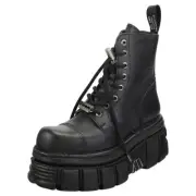 New Rock Combat Boots Unisex Black Platform Boots - 9.5 US