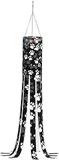 Halloween Garden Black and White Paw Print Windsock Lights Halloween Lighted Windsock for Patio Yard Pathway Party Decor