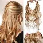 100% Real Hair Hidden Wire Headband No Clip in Remy Human Hair Extensions Wavy