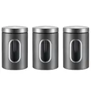 Catzon 3 Pcs Coffee Bean Containers with Window Stainless Steel Airtight Jar