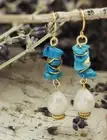 Blue Turquoise And White Freshwater Water Baroque Pearl In Gold Plated