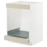 METOD / MAXIMERA base cab for hob+oven w drawer, white/Havstorp beige, 60x60x80 cm