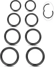 [Kakonia] 8Pcs G23 Titanium Hinged Clicker Segment Nose Rings Hoop Septum Nose Lip Ring Hoop for Women Men Helix Cartilage Daith Tragus Sleeper Earrings Body Piercing Improved 16G