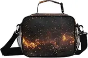 Burn Fire Flames Insulated Lunch Box for Women Men - Ideal for Work, Picnics - Includes Adjustable Shoulder Strap