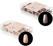 Apres Nail Neutrals Gel-X Mia Natural Coffin Short & Alex Natural Round Short Box of Tips Bundle | Includes 300 Gel-X Tips | Premium Quality | 11 Sizes 00-9