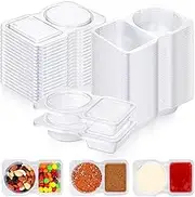 40pcs Reusable Snack Packs,Condiment Container With Lids，Snack Pack Container,Double Compartment Transparent Salad Dressing Container,Sauce Container For To-Go Sauce, Sampling, Travel Snack