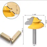 3Pcs Stile Router Bit Set 45° Router Bit 3 Teeth TShaped 1/4 Shank Cutter Tool