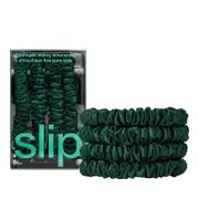 slip Pure Silk Back to Basics Skinny Scrunchies in Forest, Set of 4