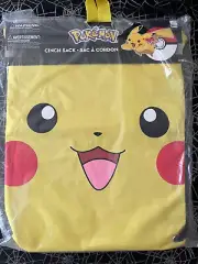 New POKEMON Pikachu Gold Yellow Cinch Sack 16"Draw String Backpack Bag Knapsack