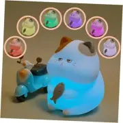 Greedy Cat Night Light for Kids, 3 Levels Dimmable Cute Kitty Nursery Greey Cat