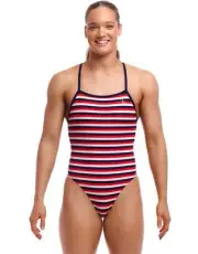 Funkita Riviera Tie Me Tight Swimsuit - Blue/White/Red