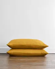 Turmeric 100% French Flax Linen King Pillowcases (Set of Two)