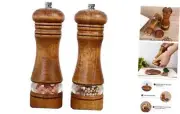 Wood Salt and Pepper Grinder Set, Manual Mills with Acrylic 6.5inch brown