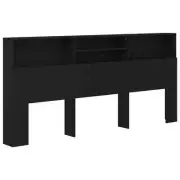 Wooden Headboard Cabinet Bed Storage Shelf Rack Head Bedhead Super King 220cm