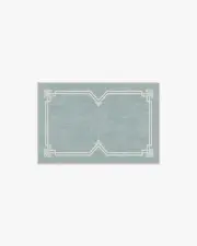 60' x 90' | Machine Washable Runner Rug | Kid & Pet Friendly | Indoor Rug | Chrysler Border Chambray Blue Flatwoven Rug by The Hiltons | Ruggable