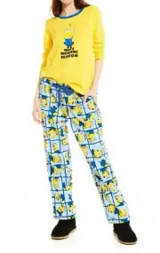 NEW PETER ALEXANDER MINIONS PJ SET TOP & FLANNELETTE PANTS WOMENS M RRP$159.90