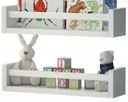 Wallniture UTAH Set of 2 Nursery Room Wood Floating Wall Shelves Shelf White NEW